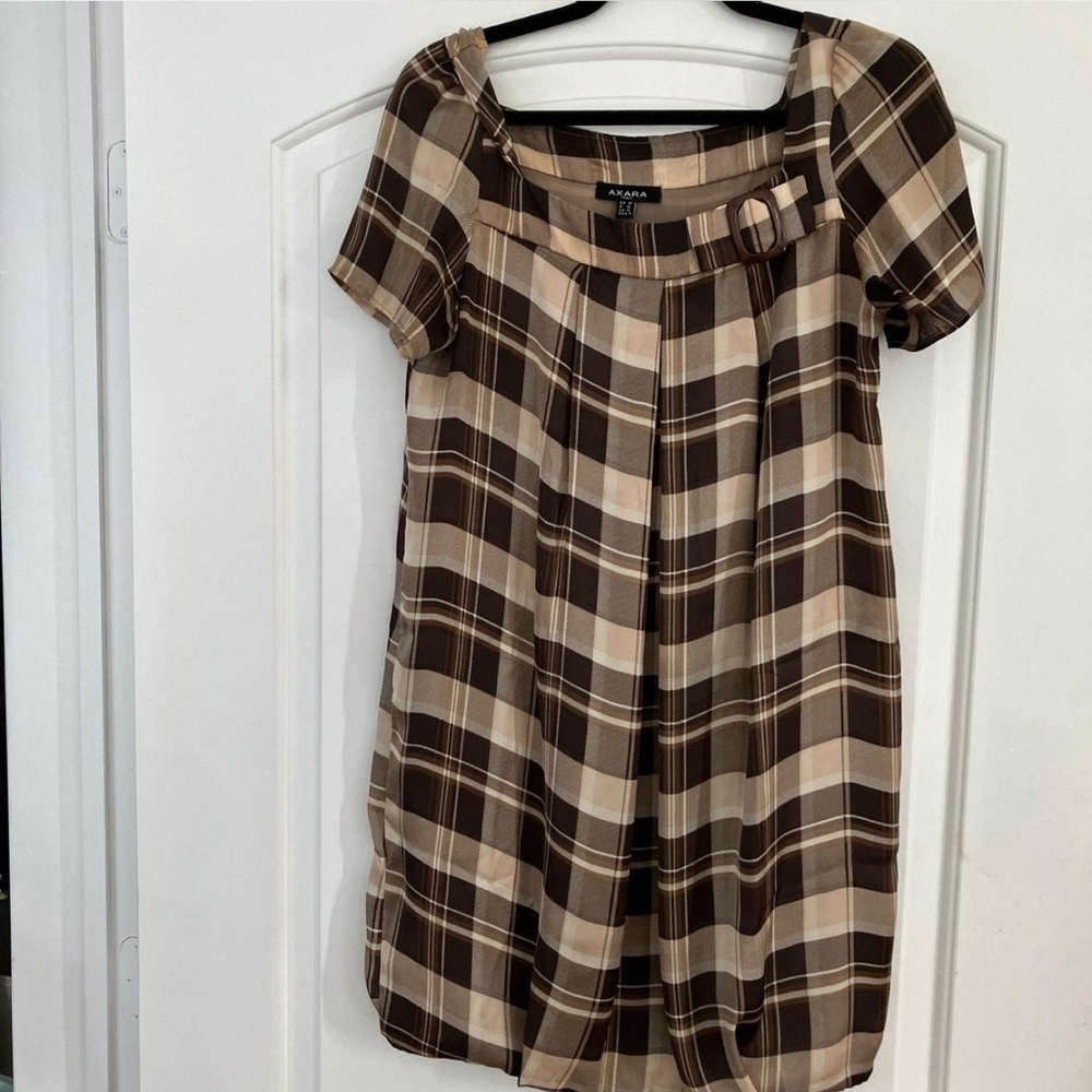 Axara Paris Plaid Dress with Perfect Buckle Detail